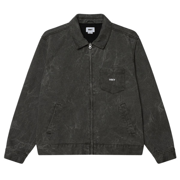 Obey Workman Zip Jacket - Black Wrinkle Wash - Streetart.fr